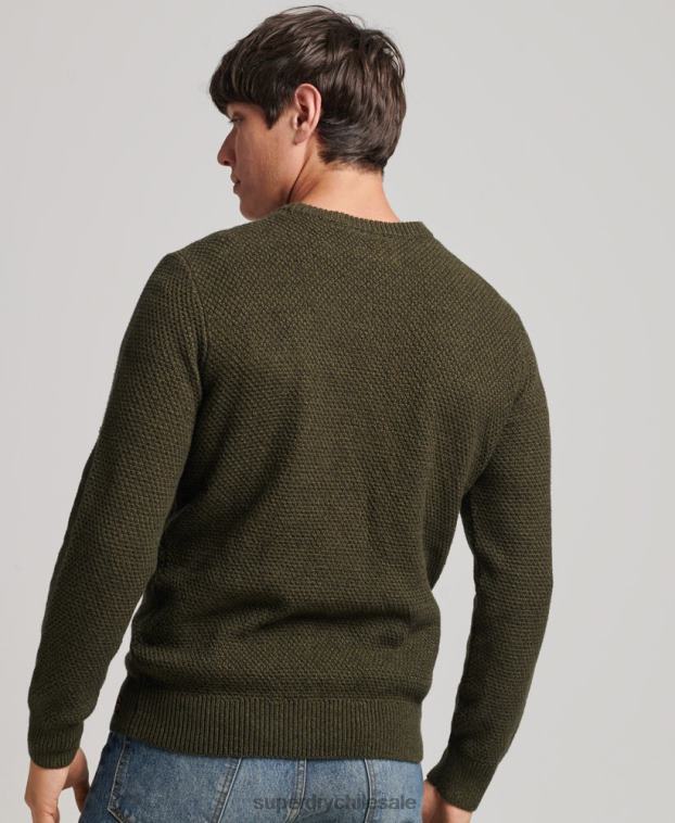 hombres Superdry verde suéter texturizado con cuello torcido 2R68Z5332
