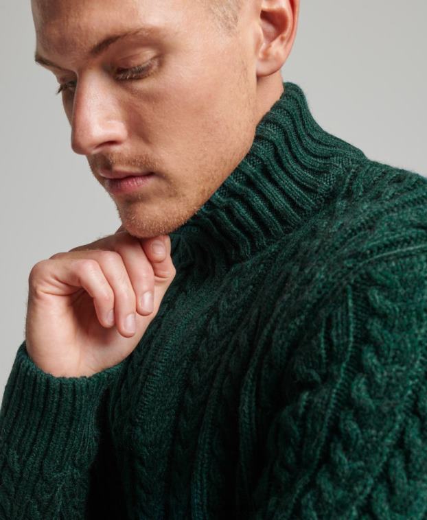 hombres Superdry verde suéter vintage con cuello henley de jacob 2R68Z1304