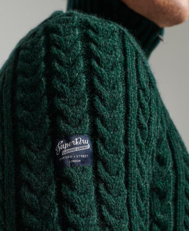 hombres Superdry verde suéter vintage con cuello henley de jacob 2R68Z1304