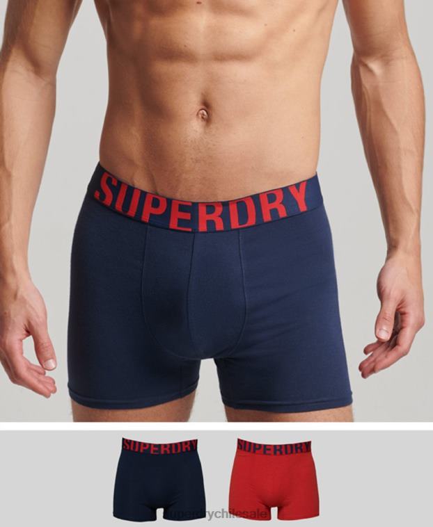 hombres Superdry Armada Pack de 2 bóxers de algodón orgánico con doble logo 2R68Z1621