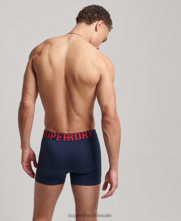 hombres Superdry Armada Pack de 2 bóxers de algodón orgánico con doble logo 2R68Z1621