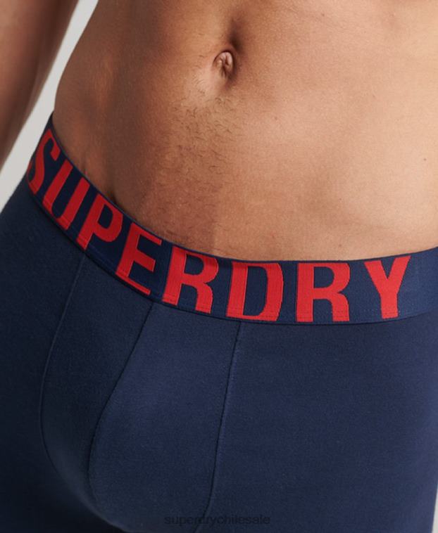 hombres Superdry Armada Pack de 2 bóxers de algodón orgánico con doble logo 2R68Z1621