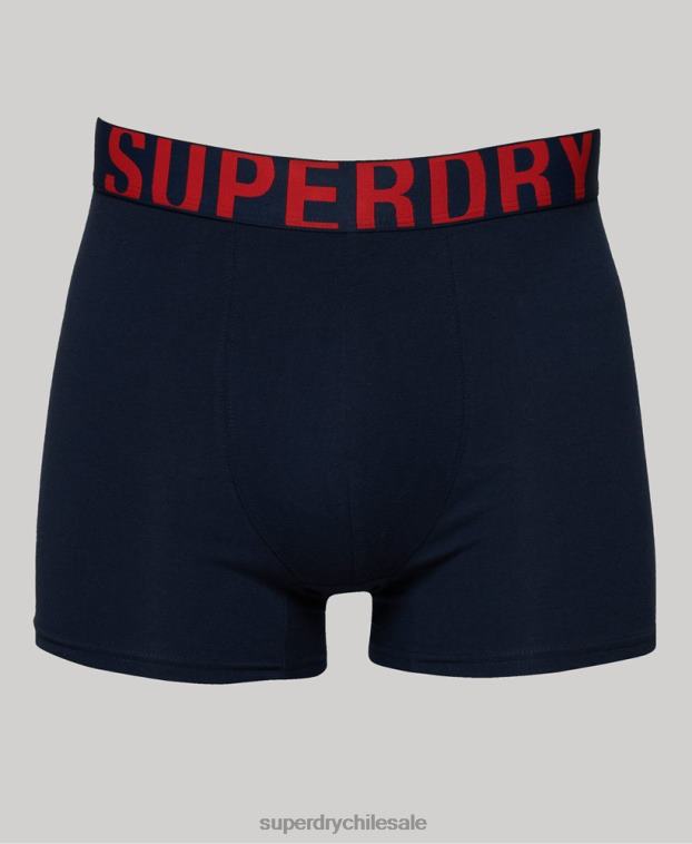 hombres Superdry Armada Pack de 2 bóxers de algodón orgánico con doble logo 2R68Z1621