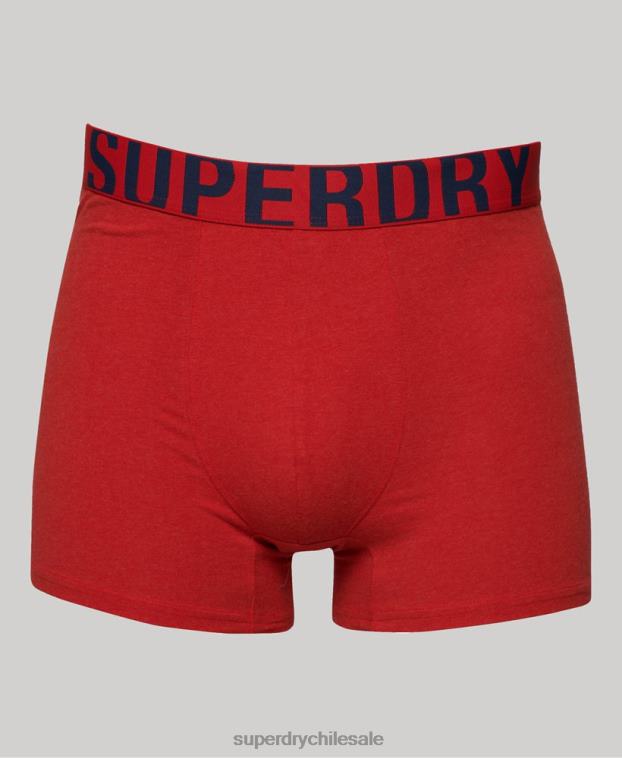 hombres Superdry Armada Pack de 2 bóxers de algodón orgánico con doble logo 2R68Z1621