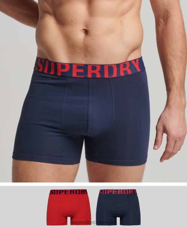 hombres Superdry Armada pack doble de bóxer de algodón orgánico con logo doble 2R68Z1794