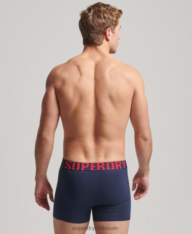 hombres Superdry Armada pack doble de bóxer de algodón orgánico con logo doble 2R68Z1794