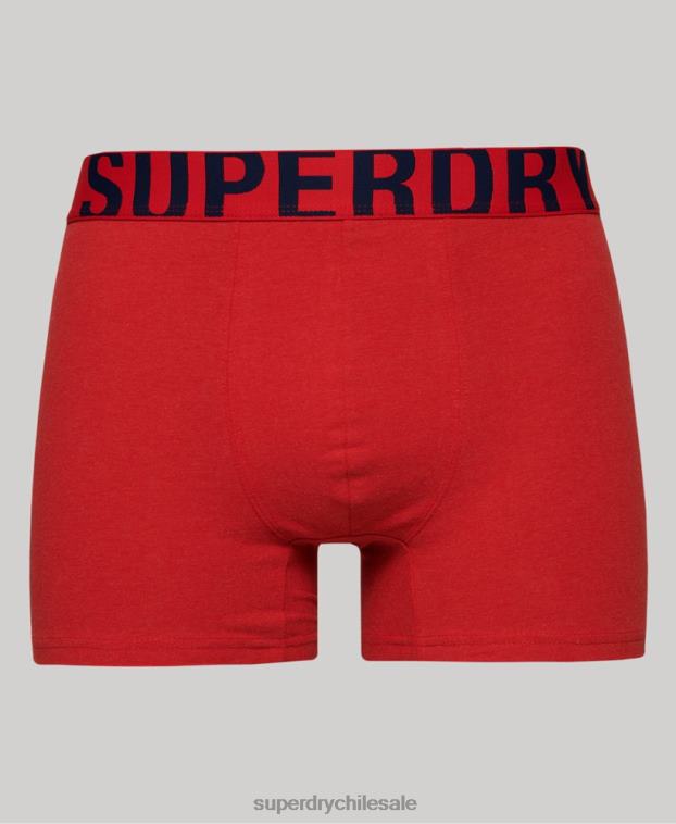 hombres Superdry Armada pack doble de bóxer de algodón orgánico con logo doble 2R68Z1794