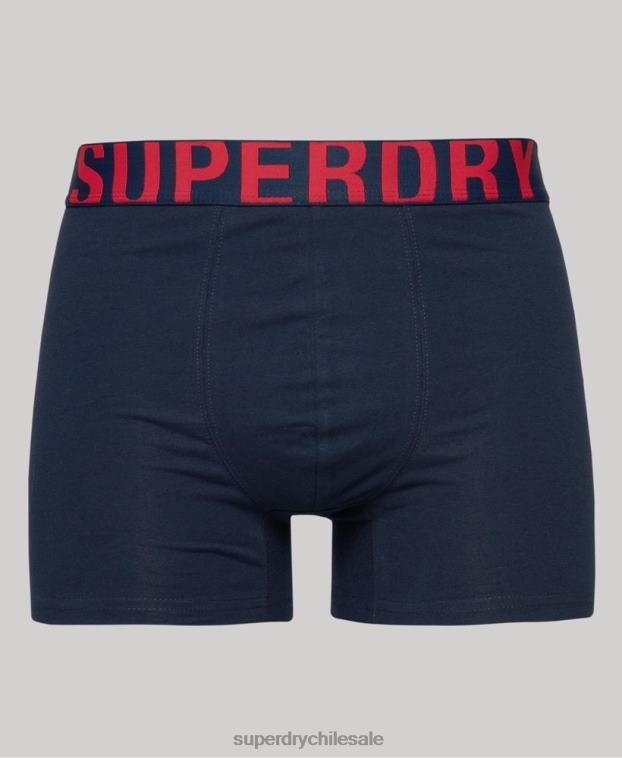 hombres Superdry Armada pack doble de bóxer de algodón orgánico con logo doble 2R68Z1794