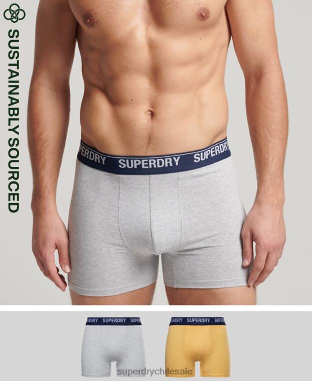 hombres Superdry amarillo Pack doble de bóxer de algodón orgánico 2R68Z1749