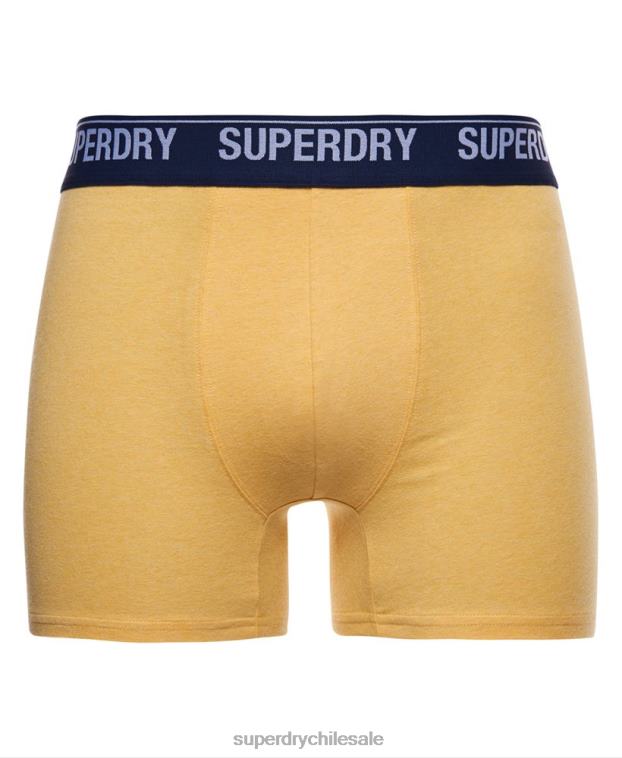 hombres Superdry amarillo Pack doble de bóxer de algodón orgánico 2R68Z1749