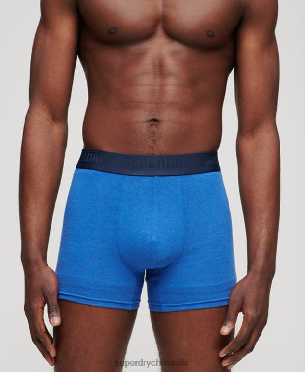 hombres Superdry azul Pack de tres bóxers de algodón orgánico 2R68Z1834