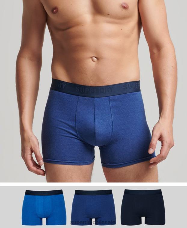hombres Superdry azul Pack de tres boxers de algodón orgánico 2R68Z1858