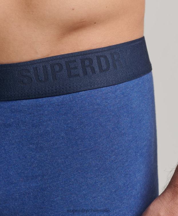 hombres Superdry azul Pack de tres calzoncillos de algodón orgánico 2R68Z1606