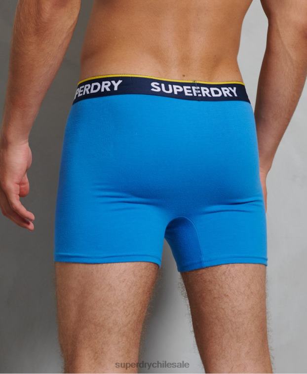 hombres Superdry azul Pack doble de bóxer clásico de algodón orgánico 2R68Z1850