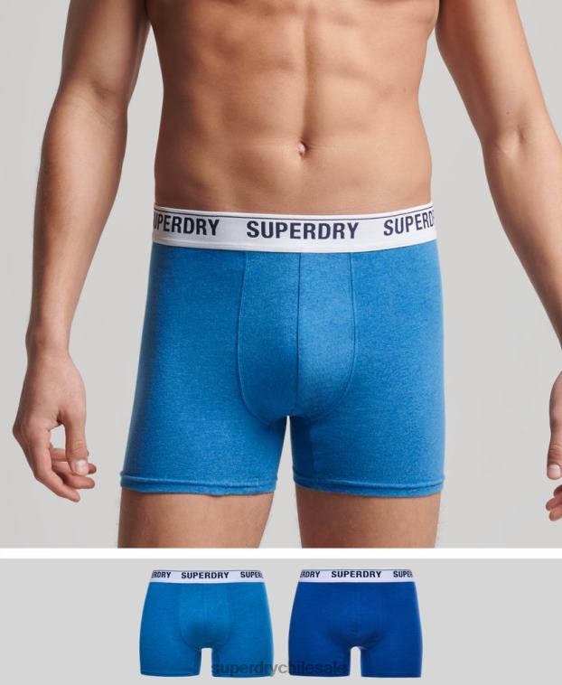 hombres Superdry azul Pack doble de bóxer de algodón orgánico 2R68Z1736