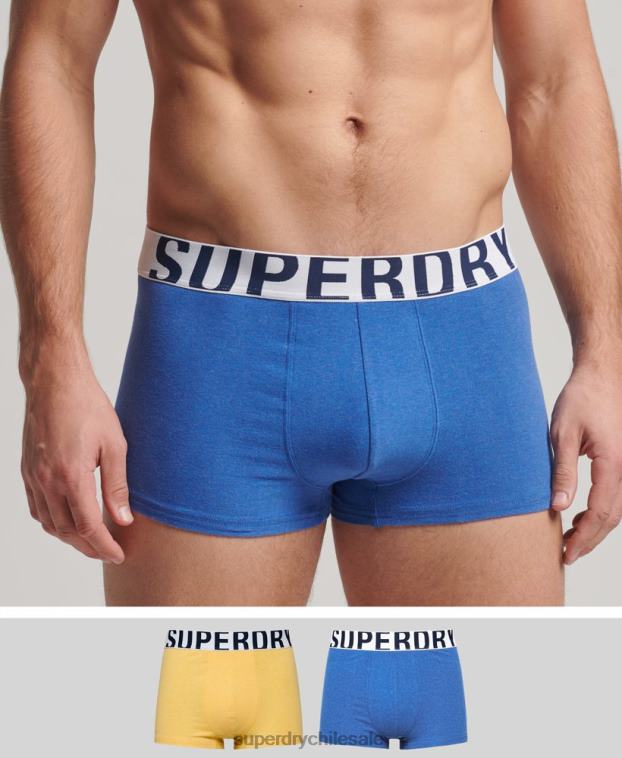 hombres Superdry azul pack doble de algodón orgánico con logo 2R68Z1798