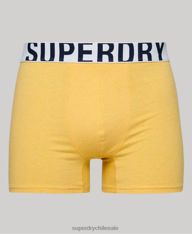 hombres Superdry azul pack doble de bóxer de algodón orgánico con logo doble 2R68Z1835