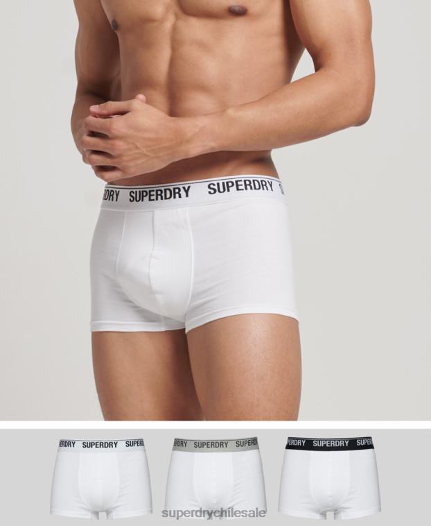 hombres Superdry blanco Pack de tres calzoncillos de algodón orgánico 2R68Z1769