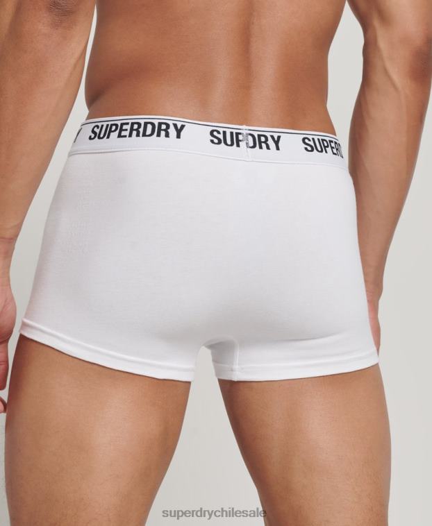 hombres Superdry blanco Pack de tres calzoncillos de algodón orgánico 2R68Z1769