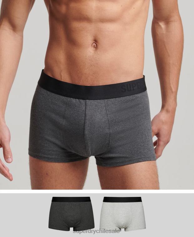 hombres Superdry gris oscuro Pack doble offset de algodón orgánico 2R68Z1778
