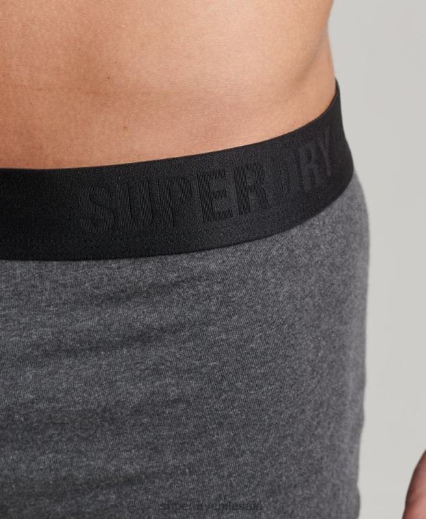 hombres Superdry gris oscuro Pack doble offset de algodón orgánico 2R68Z1778