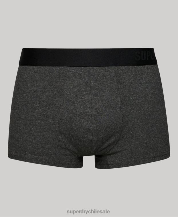 hombres Superdry gris oscuro Pack doble offset de algodón orgánico 2R68Z1778