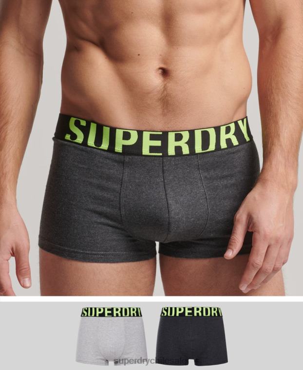 hombres Superdry gris pack doble de algodón orgánico con logo 2R68Z1796