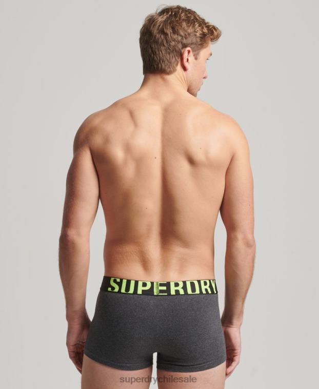 hombres Superdry gris pack doble de algodón orgánico con logo 2R68Z1796