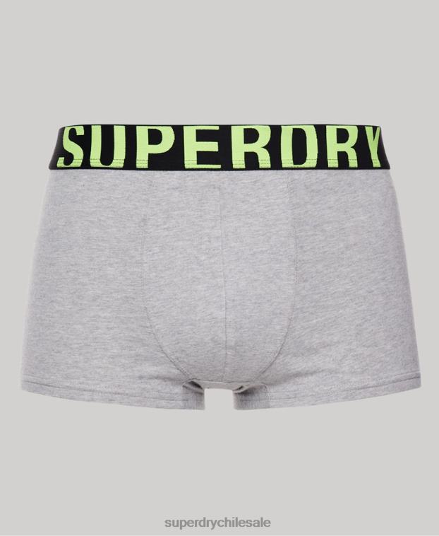 hombres Superdry gris pack doble de algodón orgánico con logo 2R68Z1796