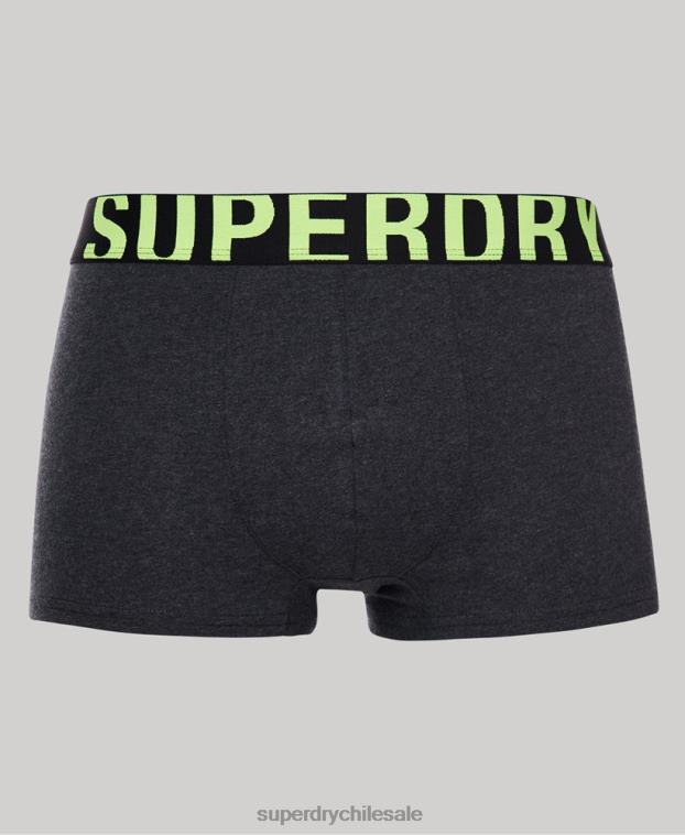 hombres Superdry gris pack doble de algodón orgánico con logo 2R68Z1796