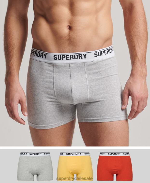 hombres Superdry naranja Pack de tres bóxers de algodón orgánico 2R68Z1618