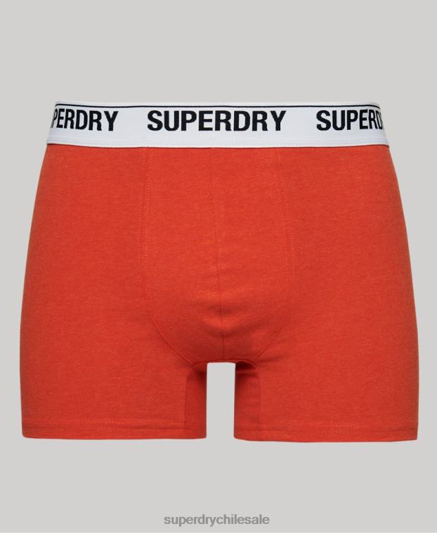 hombres Superdry naranja Pack de tres bóxers de algodón orgánico 2R68Z1618