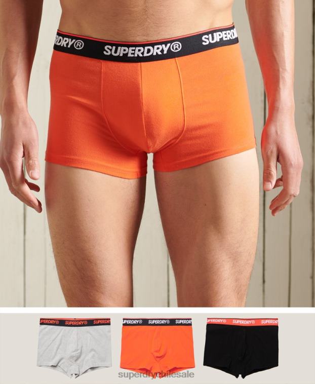 hombres Superdry naranja Pack de tres calzoncillos clásicos de algodón orgánico 2R68Z6498