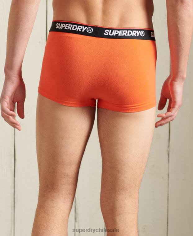 hombres Superdry naranja Pack de tres calzoncillos clásicos de algodón orgánico 2R68Z6498