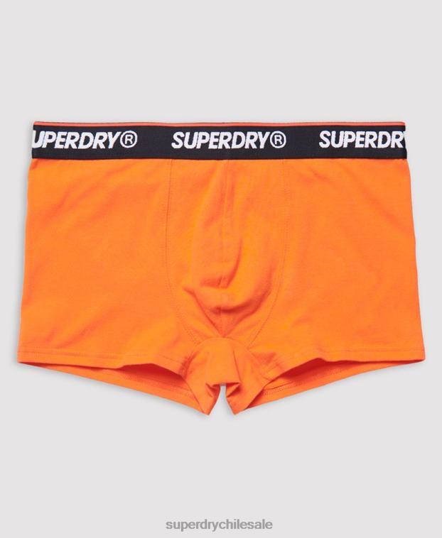 hombres Superdry naranja Pack de tres calzoncillos clásicos de algodón orgánico 2R68Z6498