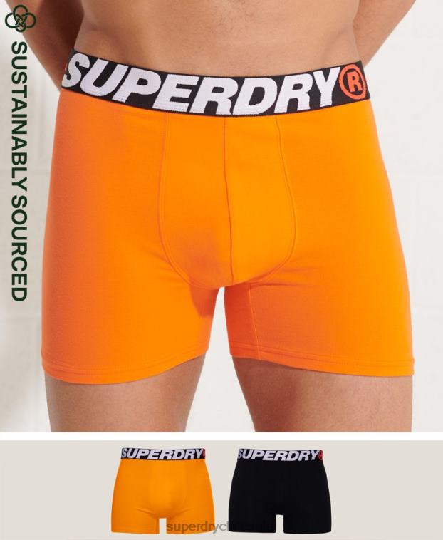 hombres Superdry naranja Pack doble de bóxer de algodón orgánico 2R68Z1881