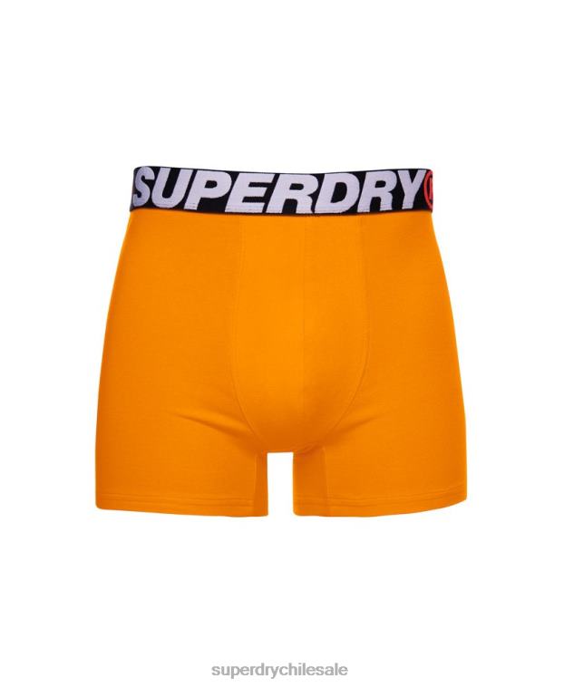 hombres Superdry naranja Pack doble de bóxer de algodón orgánico 2R68Z1881