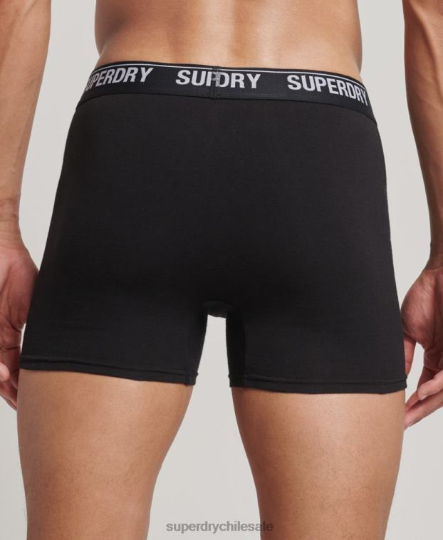 hombres Superdry negro Pack de tres bóxers de algodón orgánico 2R68Z1597