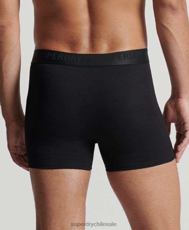 hombres Superdry negro Pack de tres bóxers de algodón orgánico 2R68Z1617