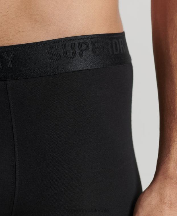 hombres Superdry negro Pack de tres bóxers de algodón orgánico 2R68Z1617
