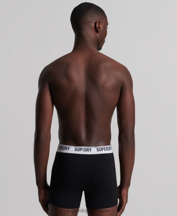 hombres Superdry negro Pack de tres bóxers de algodón orgánico 2R68Z1622