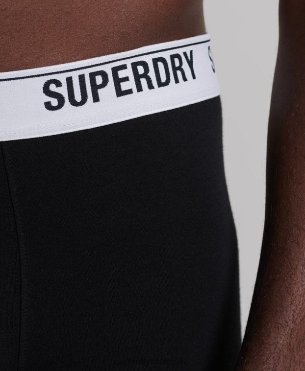 hombres Superdry negro Pack de tres bóxers de algodón orgánico 2R68Z1622