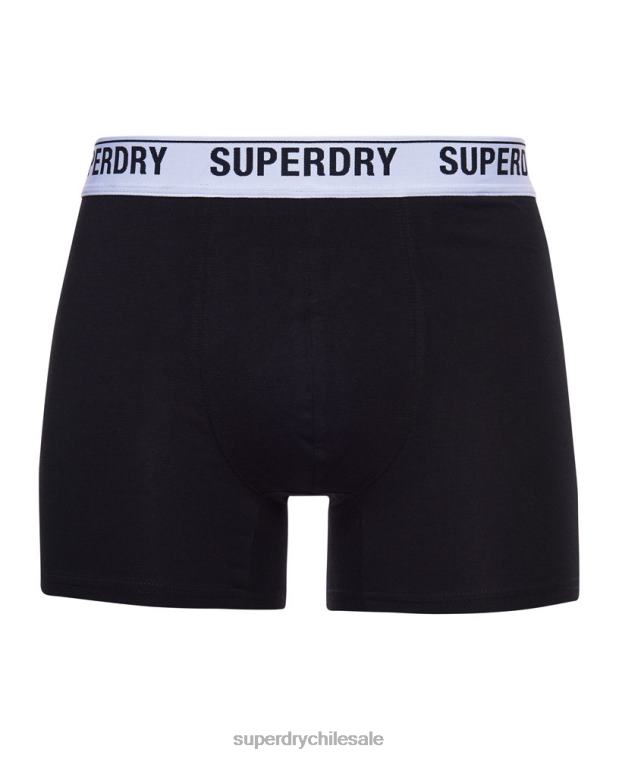 hombres Superdry negro Pack de tres bóxers de algodón orgánico 2R68Z1622