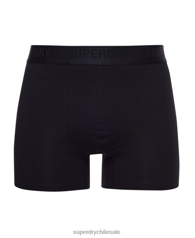 hombres Superdry negro Pack de tres bóxers de algodón orgánico 2R68Z1622