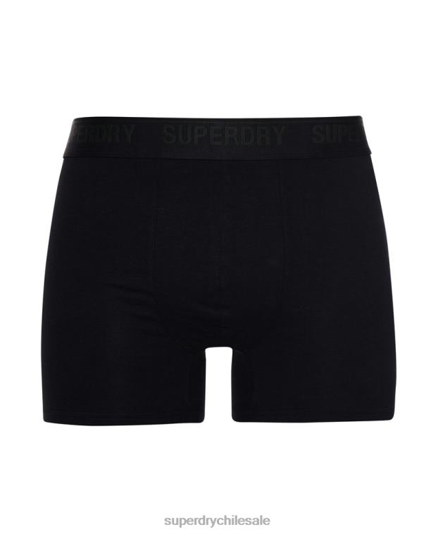 hombres Superdry negro Pack de tres bóxers de algodón orgánico 2R68Z1846