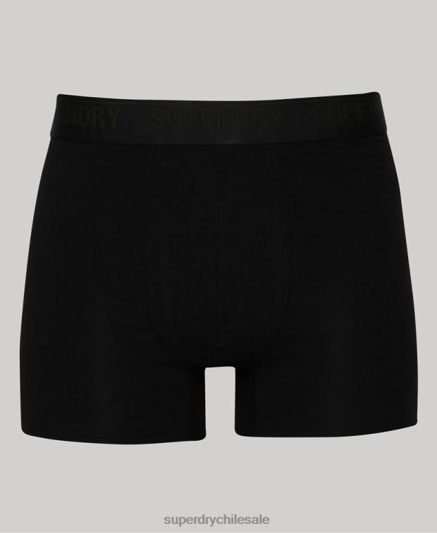 hombres Superdry negro Pack de tres boxers de algodón orgánico 2R68Z1831