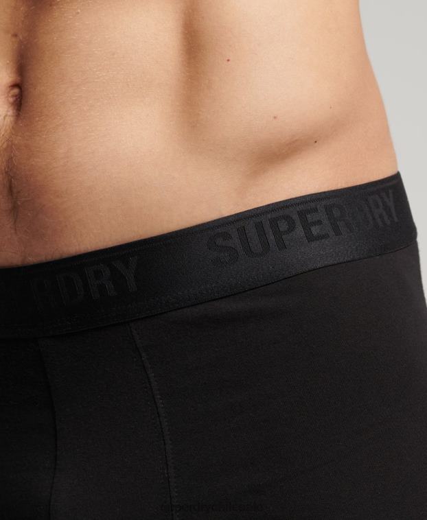 hombres Superdry negro Pack de tres calzoncillos de algodón orgánico 2R68Z1772