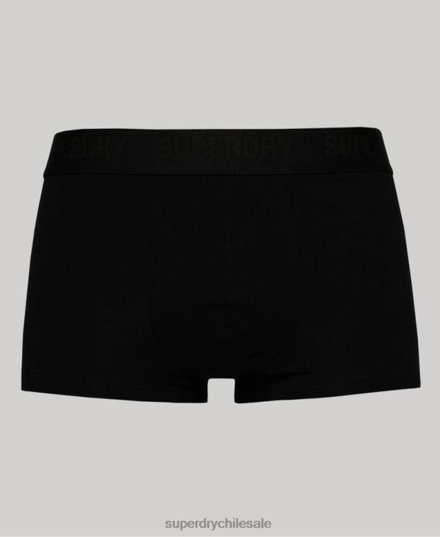 hombres Superdry negro Pack de tres calzoncillos de algodón orgánico 2R68Z1786