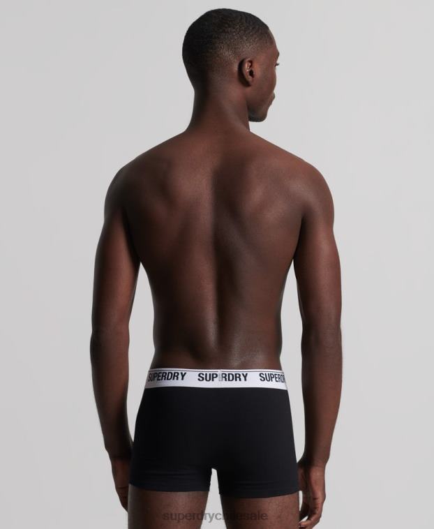 hombres Superdry negro Pack de tres calzoncillos de algodón orgánico 2R68Z1787