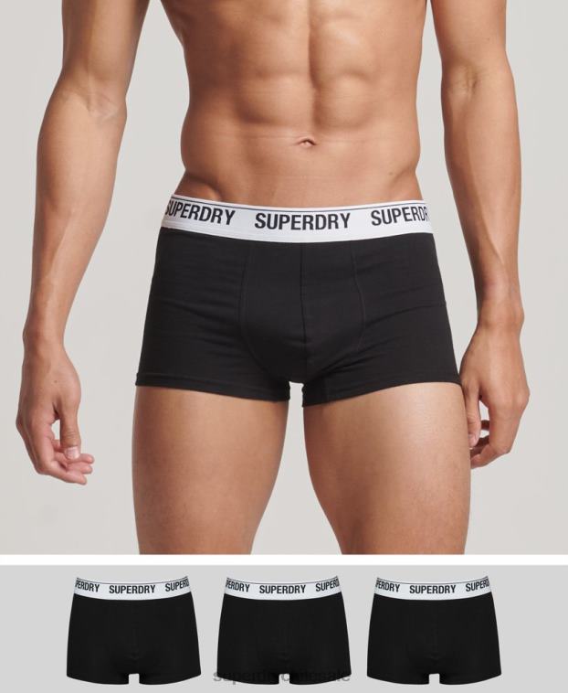 hombres Superdry negro Pack de tres calzoncillos de algodón orgánico 2R68Z1788